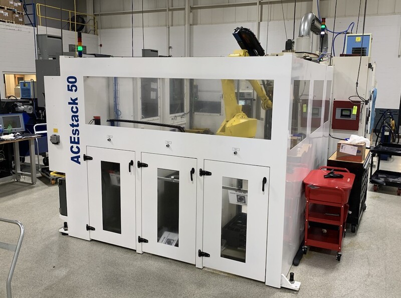 ACEstack - Flexible machine tending + secondary operations for medium-sized parts in stackable trays